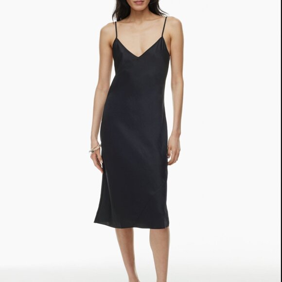 Wilfred Only Slip Satin Midi Dress- Black 2XS - Picture 2 of 9